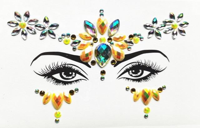 3D Makeup Tattoo Face Gems Glitter Face Jewels Crystal Stickers Face Glitter for Festival Carnival Party Stevvex