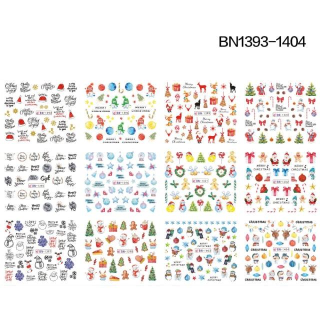 New Geometric Letter Nail Sticker Water Slider Winter Decal Christmas New Year Gift Nail Slider Temporary Tattoos Women Nail Art Stickers Water Transfer Decals Design Nail Art Supplies Manicure Acrylic Nail Foil Stencils Decorations Stevvex