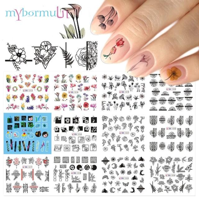 New Geometric Letter Nail Sticker Water Slider Winter Decal Christmas New Year Gift Nail Slider Temporary Tattoos Women Nail Art Stickers Water Transfer Decals Design Nail Art Supplies Manicure Acrylic Nail Foil Stencils Decorations Stevvex