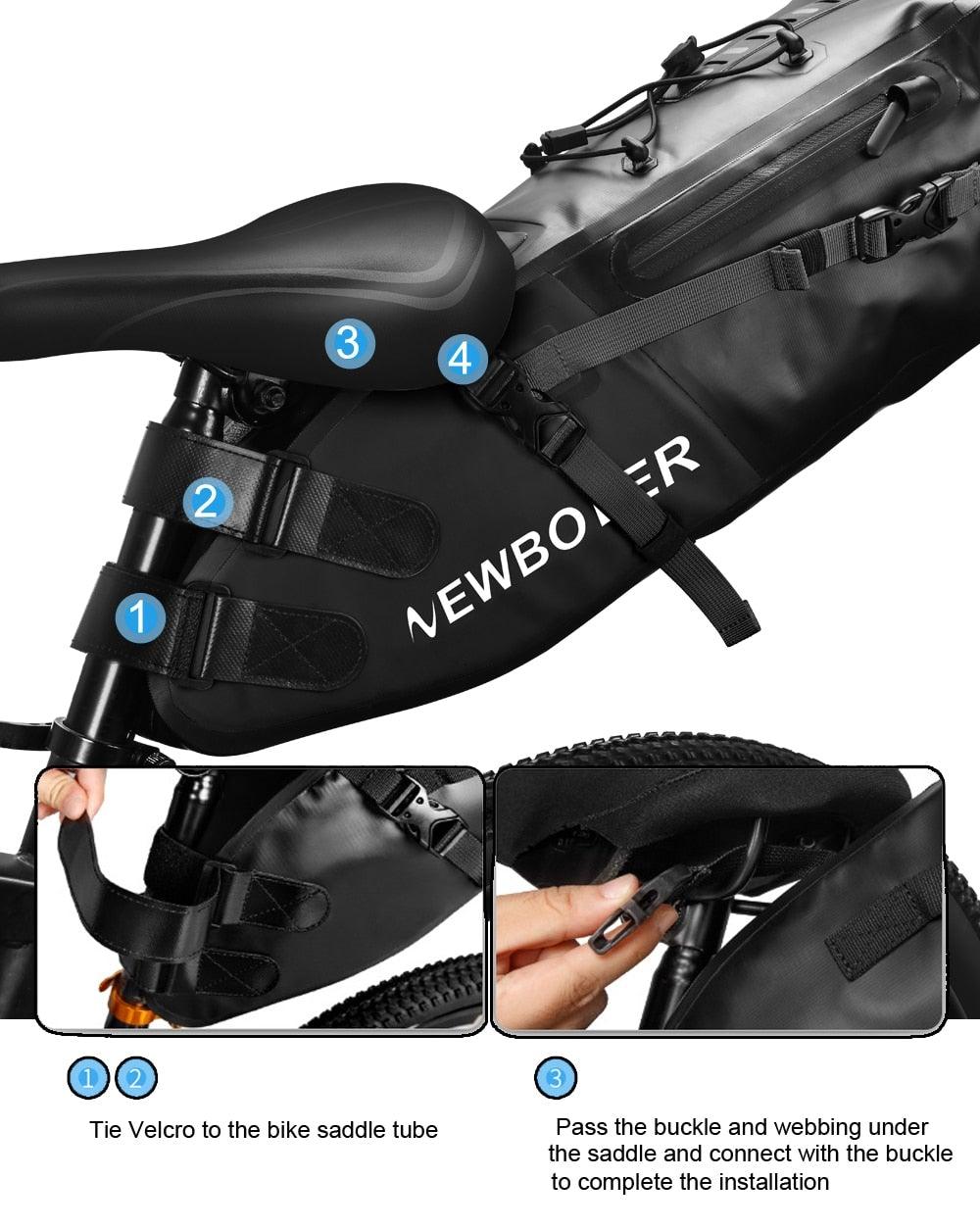Bike Bag Waterproof Large Capacity Bicycle Bag Cycling Foldable Road Trunk Bike Packing Large Bike Bags Waterproof Bike Bag Under Seat Roll Up Cycling Rear Tail Pack Black 13L Stevvex