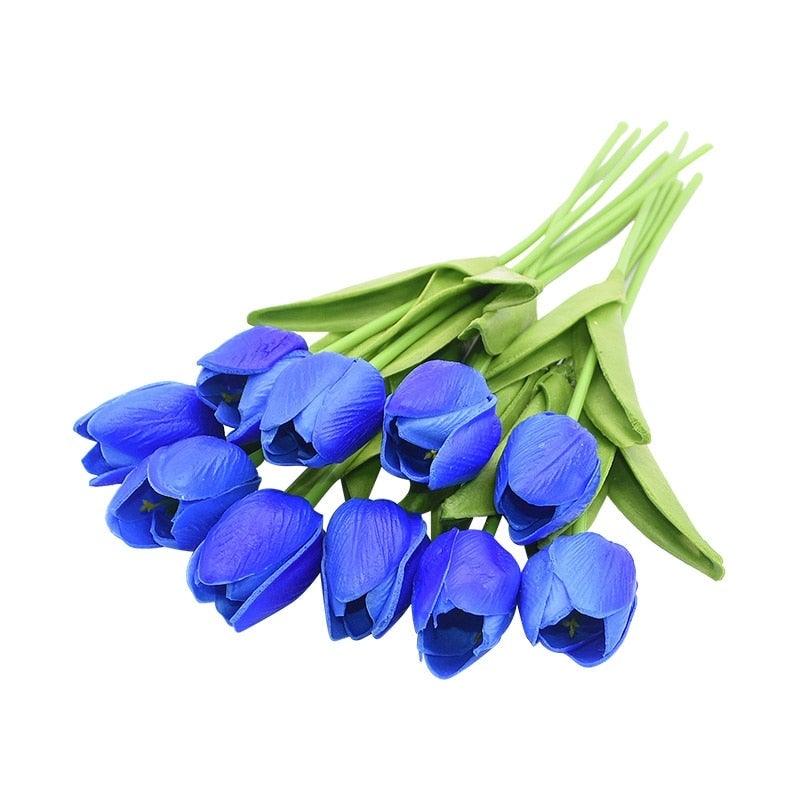 10PCS PU Fake Tulips Real Touch beautiful and Eligant Flower Real Touch Bouquet For Wedding Decoration Flowers Home Garden Decor Stevvex