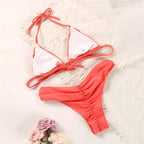 Fashion Swimwear Women Bikini Sets Women Lace Up Two Piece String Bikinis Beach Swimsuit Triangle Bathing Suit Side Tie Swimwear String Swimming Suit For Women Bathing Suit Micro Halter String Triangle Bikini Stevvex
