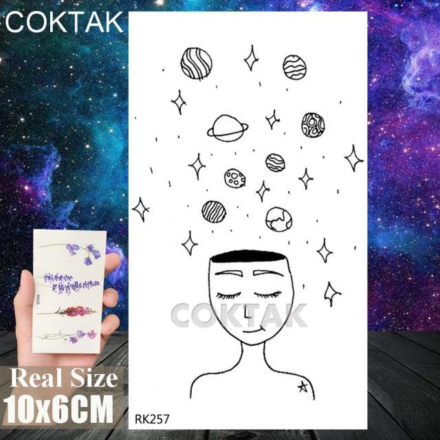Realistic Small Planets Temporary Tattoos Arm Waterpoof Black Sticker Space Planets For Girls And Boys Stevvex