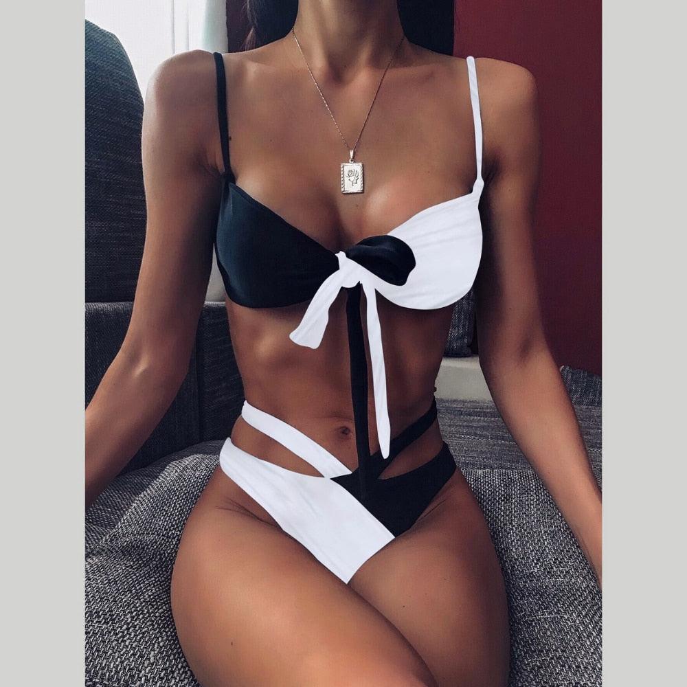 Solid Bikini Set Swimsuit Women Bikini Swimwear Female Halter Top Bathing Suit Swimming Wear Bikini High Cut Swimsuit High Waist Plus Size Summer Swimwear Stevvex