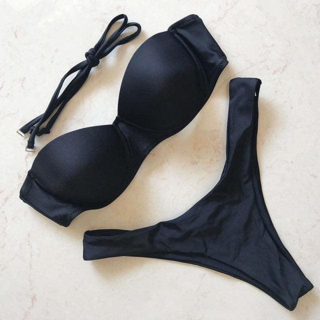 Bikini Push Up Swimsuit Female Swimwear Women's Bathing Suits Push Up Underwire Bikini Set Padded Two Piece Swimsuits Women Two-pieces Durable Bikini Set With Bra Cup Modern Bathing Suit Stevvex