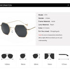 Small Polygon Women Men Sunglasses Delicate Metal Polygon Sunglasses For Women Classic Retro Small Size Frame Women Sunglasses Design Glasses for Men Stevvex