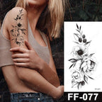 Waterproof Temporary Black Tattoo Sticker Peony Flower Snake Sketch Luxury Big Tattoo For Womens Stevvex