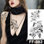 Waterproof Temporary Black Tattoo Sticker Peony Flower Snake Sketch Luxury Big Tattoo For Womens Stevvex