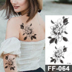 Waterproof Temporary Black Tattoo Sticker Peony Flower Snake Sketch Luxury Big Tattoo For Womens Stevvex