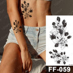Waterproof Temporary Black Tattoo Sticker Peony Flower Snake Sketch Luxury Big Tattoo For Womens Stevvex