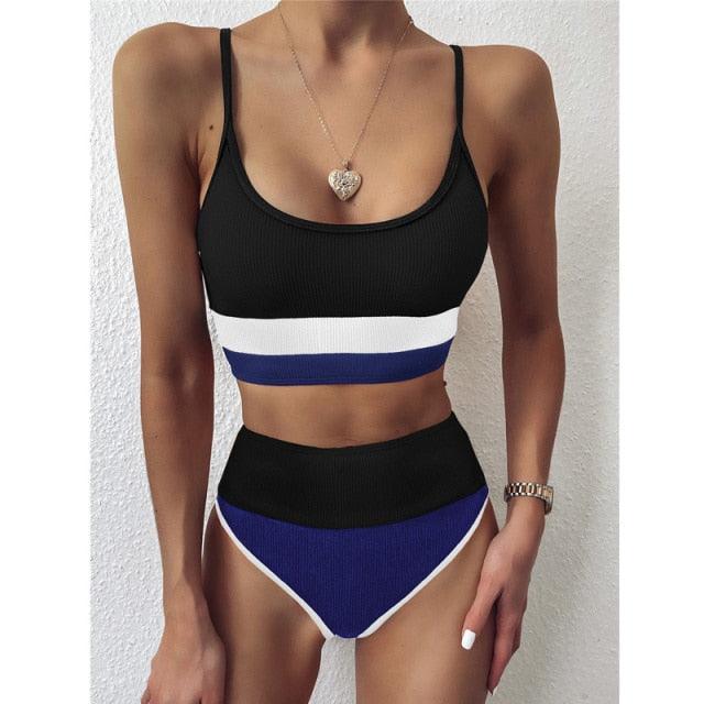 Female Push Up Swimsuit Modern Swimwear For Women Bikinis High Waist Bikini Set Solid Bikini 2 Piece Swimsuit Bathing Suits Women Bathing Suit High Waist Bikini Set Sport Wear Swimming Suit Bikini Stevvex