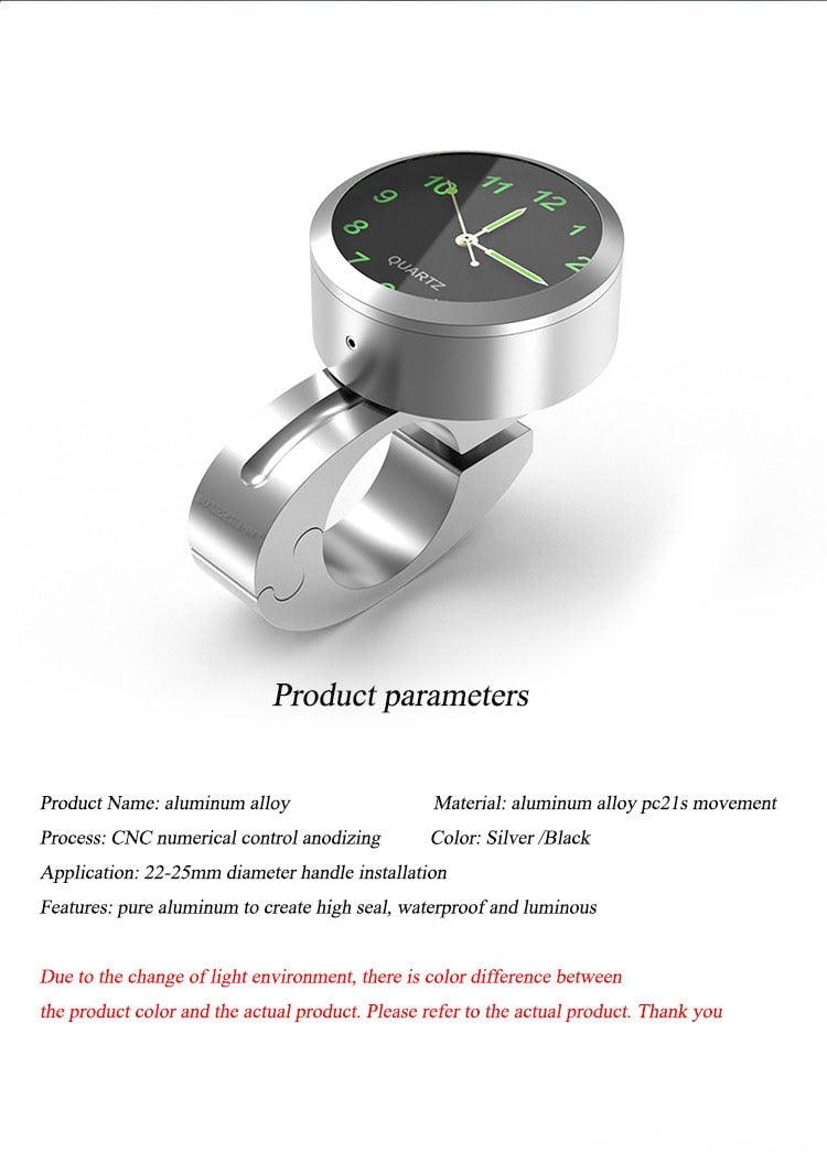 7/8" Universal Motorcycle Handlebar Watch Bike Hand Grip Bar Mount Dial Clock Motorcycle Handlebar Watch  Mount Clock Glow Mount Clock Dial Watch Fit  Waterproof For Scooter Bicycle Motor ATV Stevvex