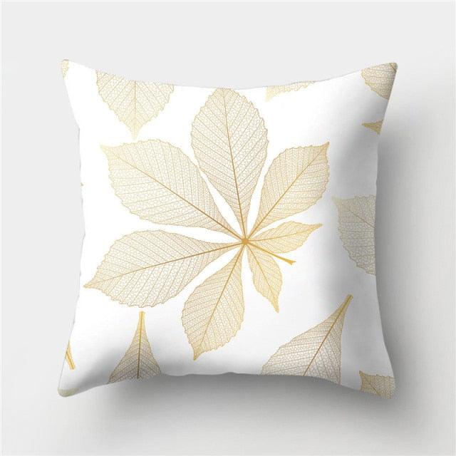 Tropical Leaf Flower Green Yellow Pillowcase Decorative Throw Pillow Case Cushion Cover Gold Stamping Leaves Polyester Cushion Cover Throw Pillow Decorative Cushions Home Decor Pillow Covers Stevvex