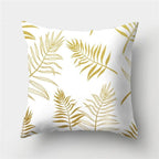 Tropical Leaf Flower Green Yellow Pillowcase Decorative Throw Pillow Case Cushion Cover Gold Stamping Leaves Polyester Cushion Cover Throw Pillow Decorative Cushions Home Decor Pillow Covers Stevvex