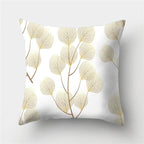Tropical Leaf Flower Green Yellow Pillowcase Decorative Throw Pillow Case Cushion Cover Gold Stamping Leaves Polyester Cushion Cover Throw Pillow Decorative Cushions Home Decor Pillow Covers Stevvex