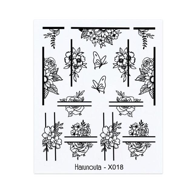 Embossed Nails Sticker 3D Flower Leaves Slider Water Transfer Nail Decals for Nail Art Transfer Sticker  3D Wave Design Decoration for Women Girls Art Stickers Decal Decoration Metallic Curve Strip Line Nail Decor Stevvex
