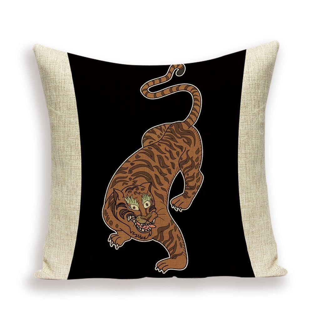 Tiger Cushion Case Autumn Jungle Home Decor Pillows Cases Leopard Printed Animal Throw Pillow Covers Decorative Pillowcase Soft Cushion Covers For Bedroom Sofa Bed Linen Pillow Covers 45X45CM Stevvex