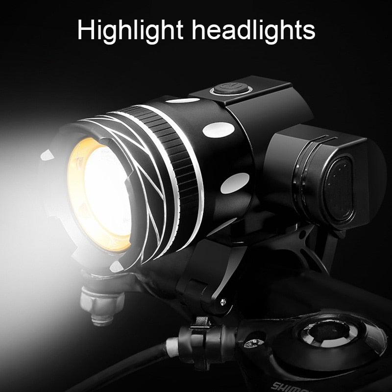 LED Headlight For Bike Electric Scooter USB Rechargeable LED Light Front Lamp High Lumens Brightness Bicycle Light Front With Strong Battery Portable Waterproof Flashlight For Night Cycling Stevvex
