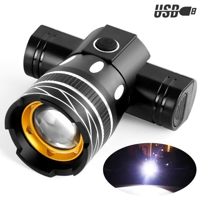 LED Headlight For Bike Electric Scooter USB Rechargeable LED Light Front Lamp High Lumens Brightness Bicycle Light Front With Strong Battery Portable Waterproof Flashlight For Night Cycling Stevvex