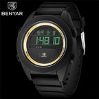 Digital Sport Men Watch Waterproof LED Wrist Watch Modern Round Black Design For Mens Stevvex