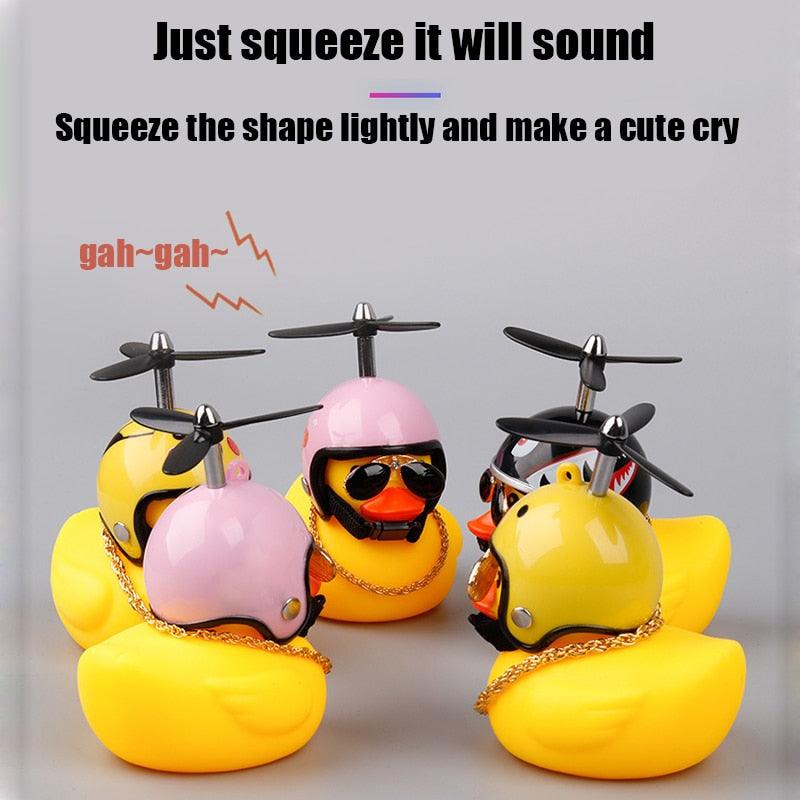 Yellow Small Bike Duck Bicycle Bell Luminous Normal Duck Ducky Bicycle Airscrew Helmet Wind Motor Riding Cycling Lights Horn Rubber Duck Helmet Bike Horn Bell Car Decoration Bicycle Horn Stevvex