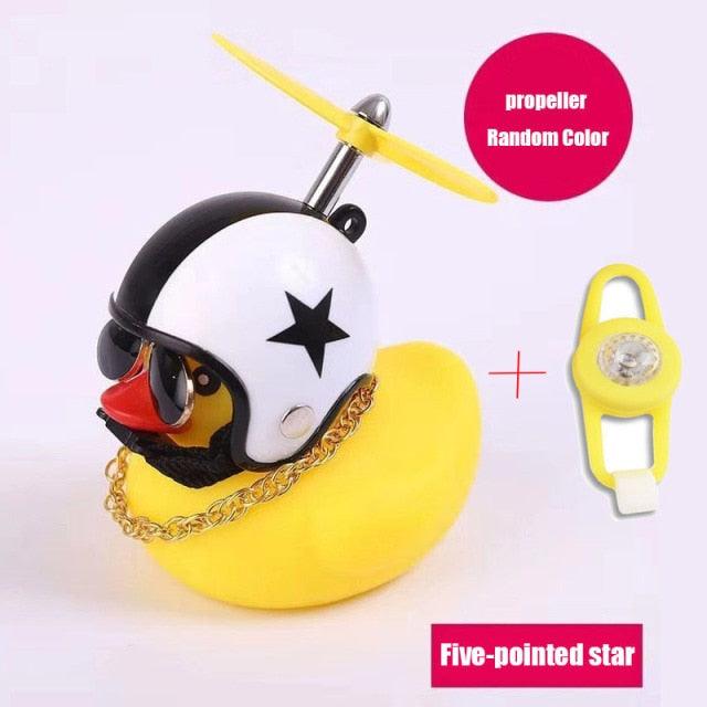 Yellow Small Bike Duck Bicycle Bell Luminous Normal Duck Ducky Bicycle Airscrew Helmet Wind Motor Riding Cycling Lights Horn Rubber Duck Helmet Bike Horn Bell Car Decoration Bicycle Horn Stevvex