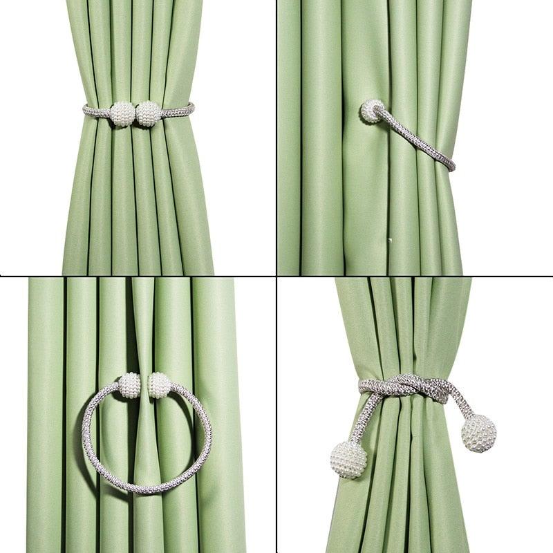 Magnetic Curtain Clip Room Accessories Pearl Ball Curtains Holder Tieback Home Decor Hanging Ball Buckle Tie Back Curtain Tiebacks Pearl Ball Home Curtain Buckle The Most Convenient Tie Backs Weave Clips Rope Straps Holder Stevvex