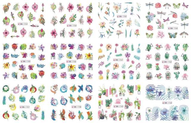 New Geometric Letter Nail Sticker Water Slider Winter Decal Christmas New Year Gift Nail Slider Temporary Tattoos Women Nail Art Stickers Water Transfer Decals Design Nail Art Supplies Manicure Acrylic Nail Foil Stencils Decorations Stevvex