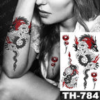 Luxury Big Waterproof Temporary Sticker Tattoo Large Flowers And Animals Body Tattos For Womens