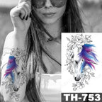 Luxury Big Waterproof Temporary Sticker Tattoo Large Flowers And Animals Body Tattos For Womens