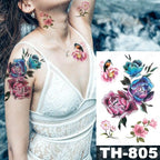 Luxury Big Waterproof Temporary Sticker Tattoo Large Flowers And Animals Body Tattos For Womens