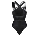 Luxury Women Black Swimsuits Women High Neck One Piece Swimsuits For Women Mesh Bathing Suits Open Back Swimwear One Piece Swimwear For Lady High Neck Bandage Cross Back Swimming Suit Female Holiday Beachwear Stevvex