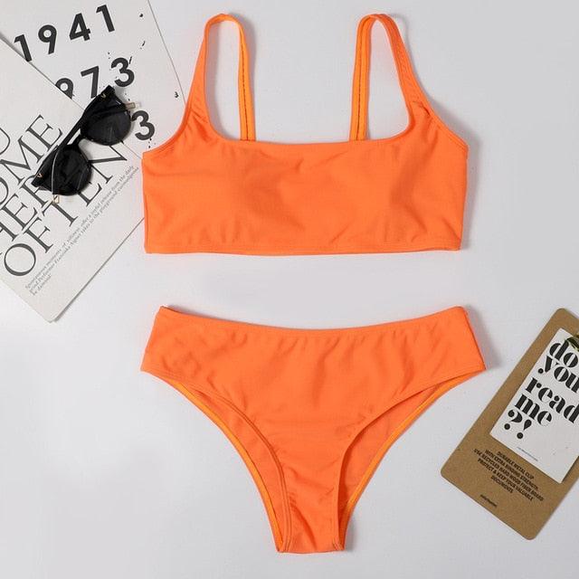 High Waist Bikini Black Swimwear Women Swimsuit High Leg Bikinis Set Women High Waist Bandeau Bikini Set Strapless 2 Piece Bathing Suit Swimsuits Tie Wrap Swimsuits Swimming for Bathing Suit Woman Swimsuits Stevvex