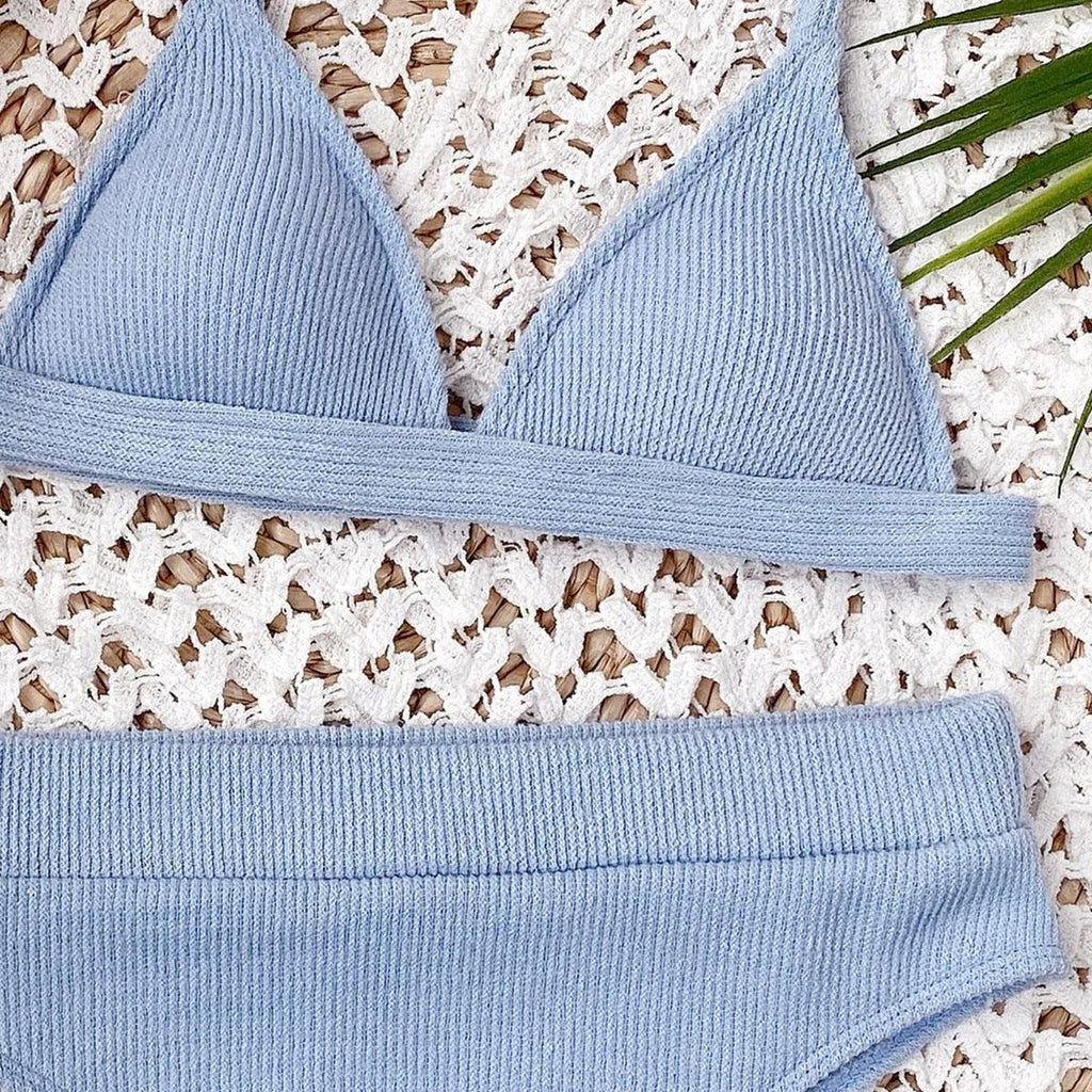 Bikini Swimwear Swimsuit Women Solid Bathing Suit Bikini Set With Pad Female High Waist Beachwear Women Bikini Swimsuits 2 Piece Deep V Neck Swimwear Adjustable Strap Back Bathing Suits Stevvex
