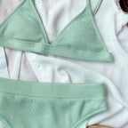 Bikini Swimwear Swimsuit Women Solid Bathing Suit Bikini Set With Pad Female High Waist Beachwear Women Bikini Swimsuits 2 Piece Deep V Neck Swimwear Adjustable Strap Back Bathing Suits Stevvex