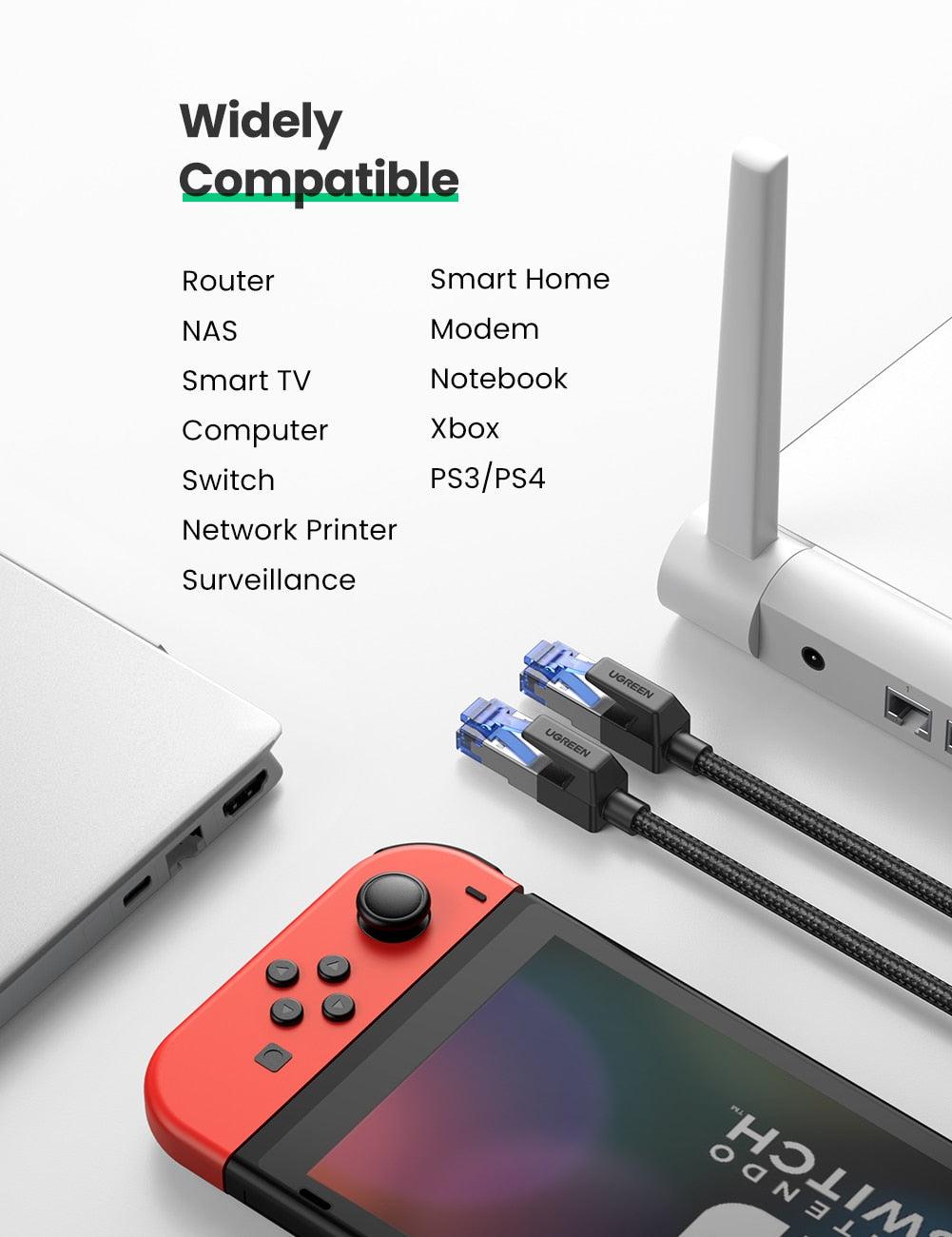 Elegant Black Ethernet Cable CAT8 40Gbps 2000MHz CAT 8 Networking Nylon Braided Internet LAN Network Cable With Gold Silver Plated RJ45 Connector Cord For Router TV Stevvex