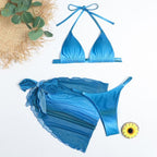 Print Swimsuit 3 Piece Mesh Bikini Set  Women's Ribbed Floral Bikini Set Tie Side Swimsuit Cover Ups Daisy Butterfly Print Three Piece Bikini Swimwear Triangle Micro Bikini String Halter Swimwear Women Low Waist Bathing Suit Stevvex