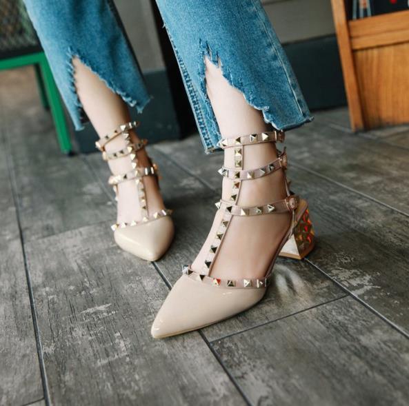 Woman Summer High Heels Valentine Pointed Toe Shoes For Women Luxury Heels For Women Sandals Strappy Heels Closed Toe Pointy Heels With Adjustable Strap Stevvex
