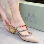 Woman Summer High Heels Valentine Pointed Toe Shoes For Women Luxury Heels For Women Sandals Strappy Heels Closed Toe Pointy Heels With Adjustable Strap Stevvex