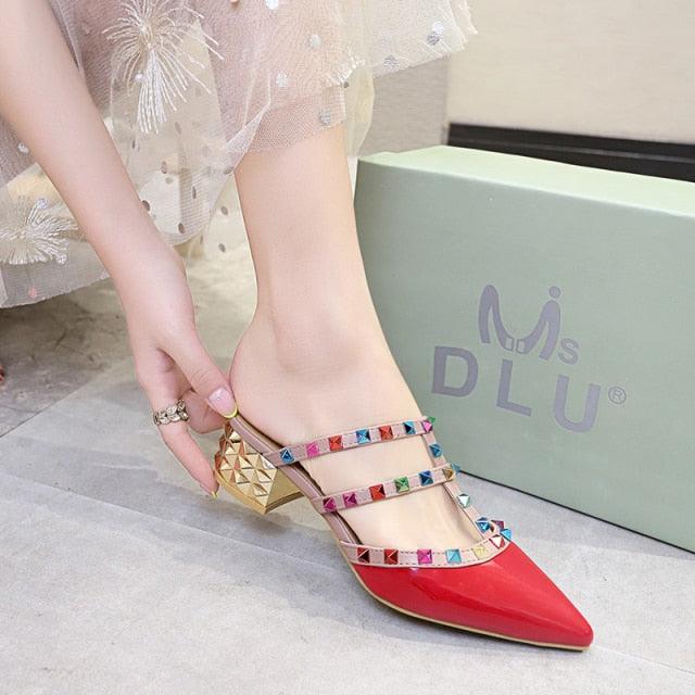Woman Summer High Heels Valentine Pointed Toe Shoes For Women Luxury Heels For Women Sandals Strappy Heels Closed Toe Pointy Heels With Adjustable Strap Stevvex