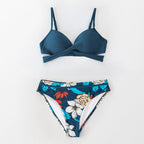 Push Up Floral Bikini Sets Women Two Pieces Swimsuits Women's Bathing Suits Push Up Halter Bandage Bikini Floral Printing Swim Bottoms Two Piece Swimsuits New Girl Beach Bathing Suits Swimwear Stevvex