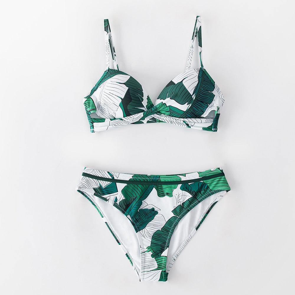 Push Up Floral Bikini Sets Women Two Pieces Swimsuits Women's Bathing Suits Push Up Halter Bandage Bikini Floral Printing Swim Bottoms Two Piece Swimsuits New Girl Beach Bathing Suits Swimwear Stevvex