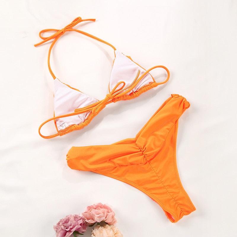Handwork Bikinis Small Ruffle Swimsuit Vintage Print Swimwear Women Bathing Suit Leopard Patchwork Bikini Set String Stevvex