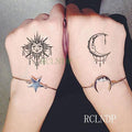 Elegant Black Waterproof Temporary Tattoo Stickers Moon Hill Modern Body Art Stickers Hand Foot High Quality For Womens Stevvex