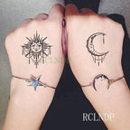 Elegant Black Waterproof Temporary Tattoo Stickers Moon Hill Modern Body Art Stickers Hand Foot High Quality For Womens Stevvex
