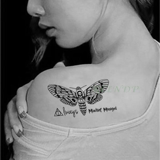 Elegant Black Waterproof Temporary Tattoo Stickers Moon Hill Modern Body Art Stickers Hand Foot High Quality For Womens Stevvex