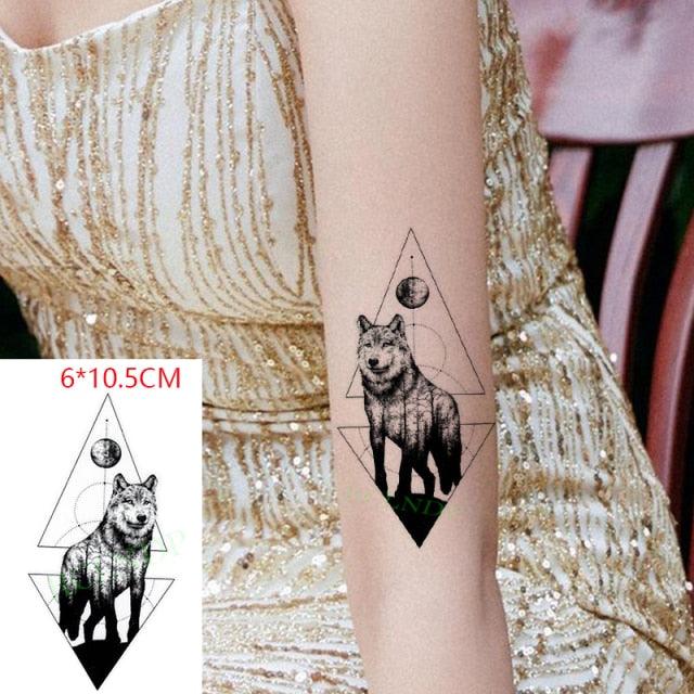 Elegant Black Waterproof Temporary Tattoo Stickers Moon Hill Modern Body Art Stickers Hand Foot High Quality For Womens Stevvex