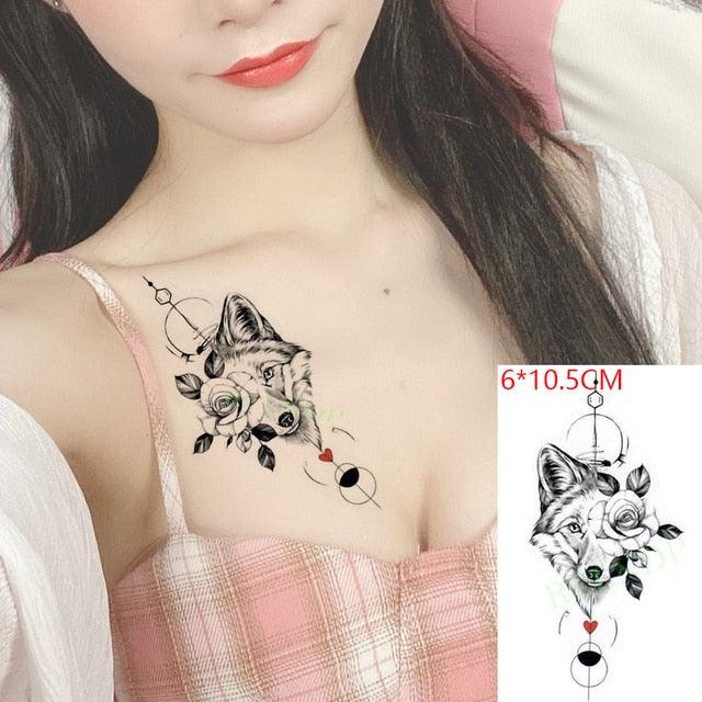 Elegant Black Waterproof Temporary Tattoo Stickers Moon Hill Modern Body Art Stickers Hand Foot High Quality For Womens Stevvex
