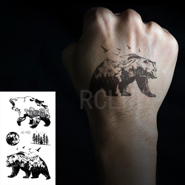Elegant Black Waterproof Temporary Tattoo Stickers Moon Hill Modern Body Art Stickers Hand Foot High Quality For Womens Stevvex