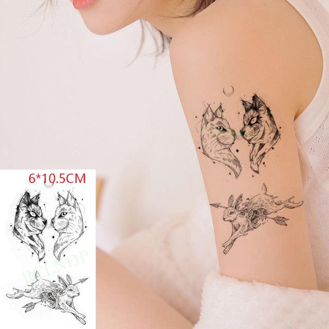 Elegant Black Waterproof Temporary Tattoo Stickers Moon Hill Modern Body Art Stickers Hand Foot High Quality For Womens Stevvex